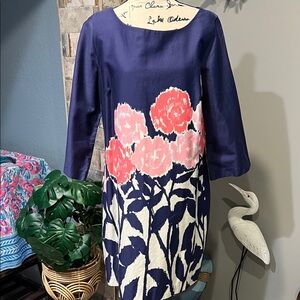 Lilly Pulitzer Shauna Tunic Dress Bright Navy Brava Floral Size 14